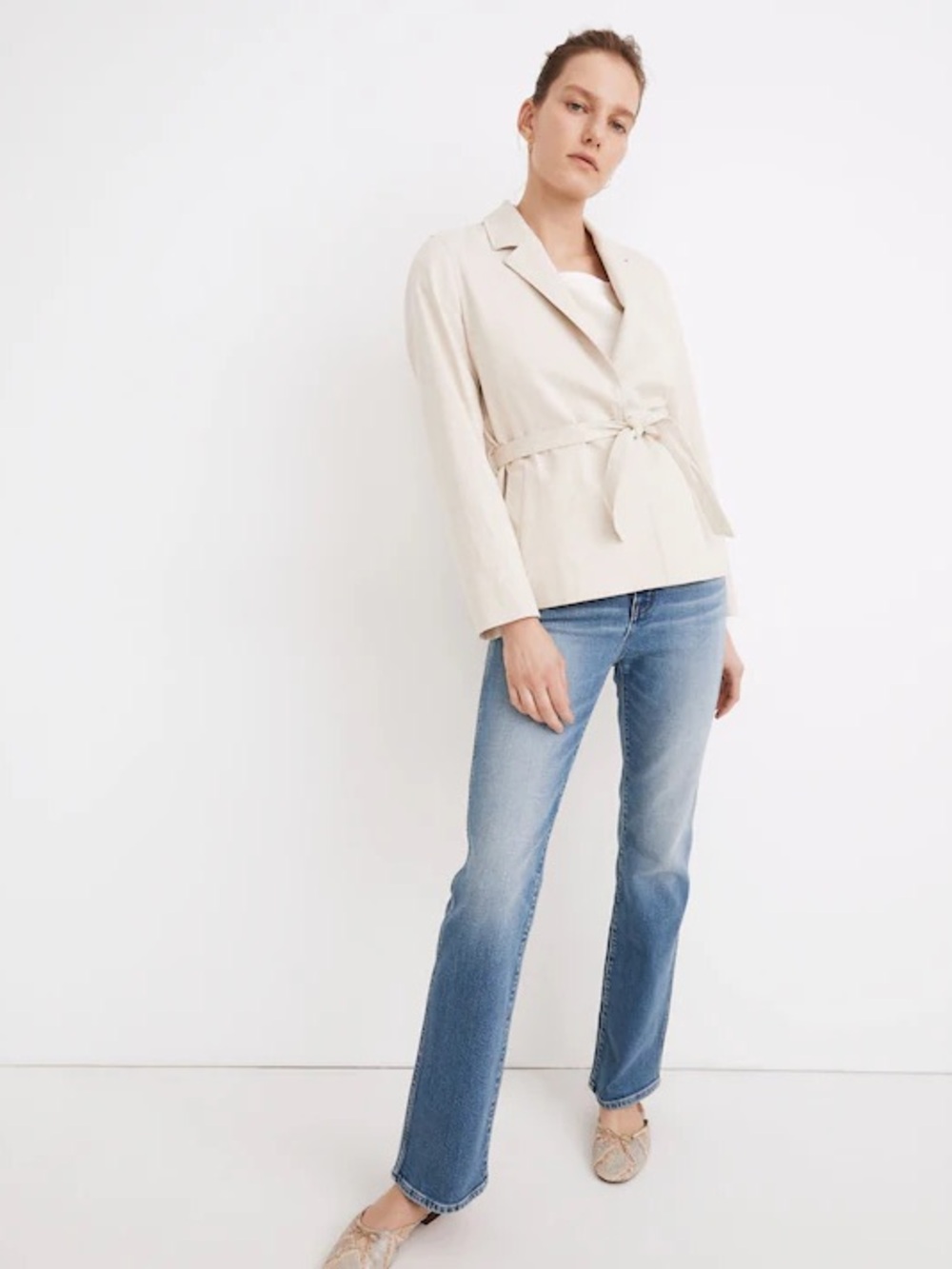 Madewell Cotton-Linen Belted Blazer Size XS